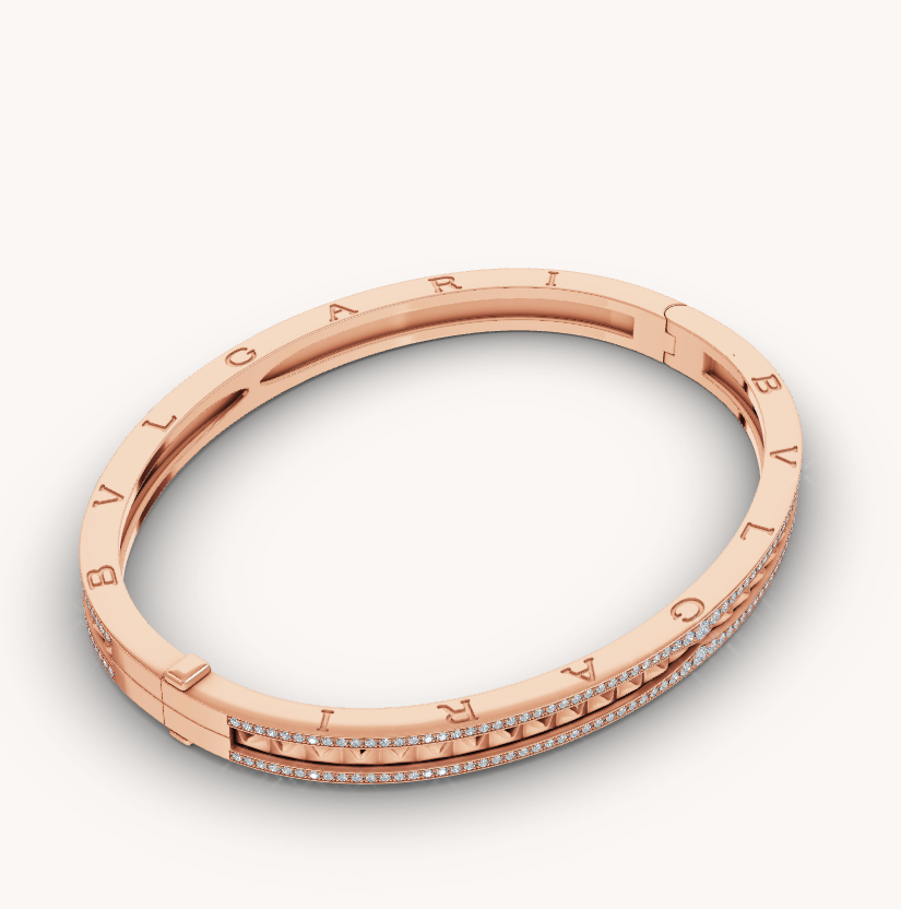 [Lira Jewelry]ZERO 1 SPIRAL AND PAVED DIAMOND PINK GOLD BRACELET