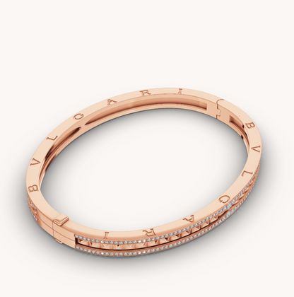 [Lira Jewelry]ZERO 1 SPIRAL AND PAVED DIAMOND PINK GOLD BRACELET