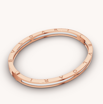[Lira Jewelry]ZERO 1 PINK GOLD WITH WHITE CERAMIC BRACELET