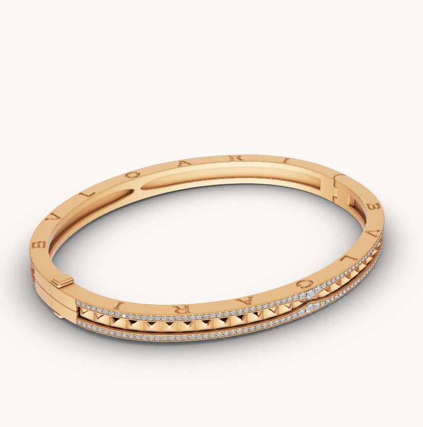 [Lira Jewelry]ZERO 1 SPIRAL AND PAVED DIAMOND GOLD BRACELET