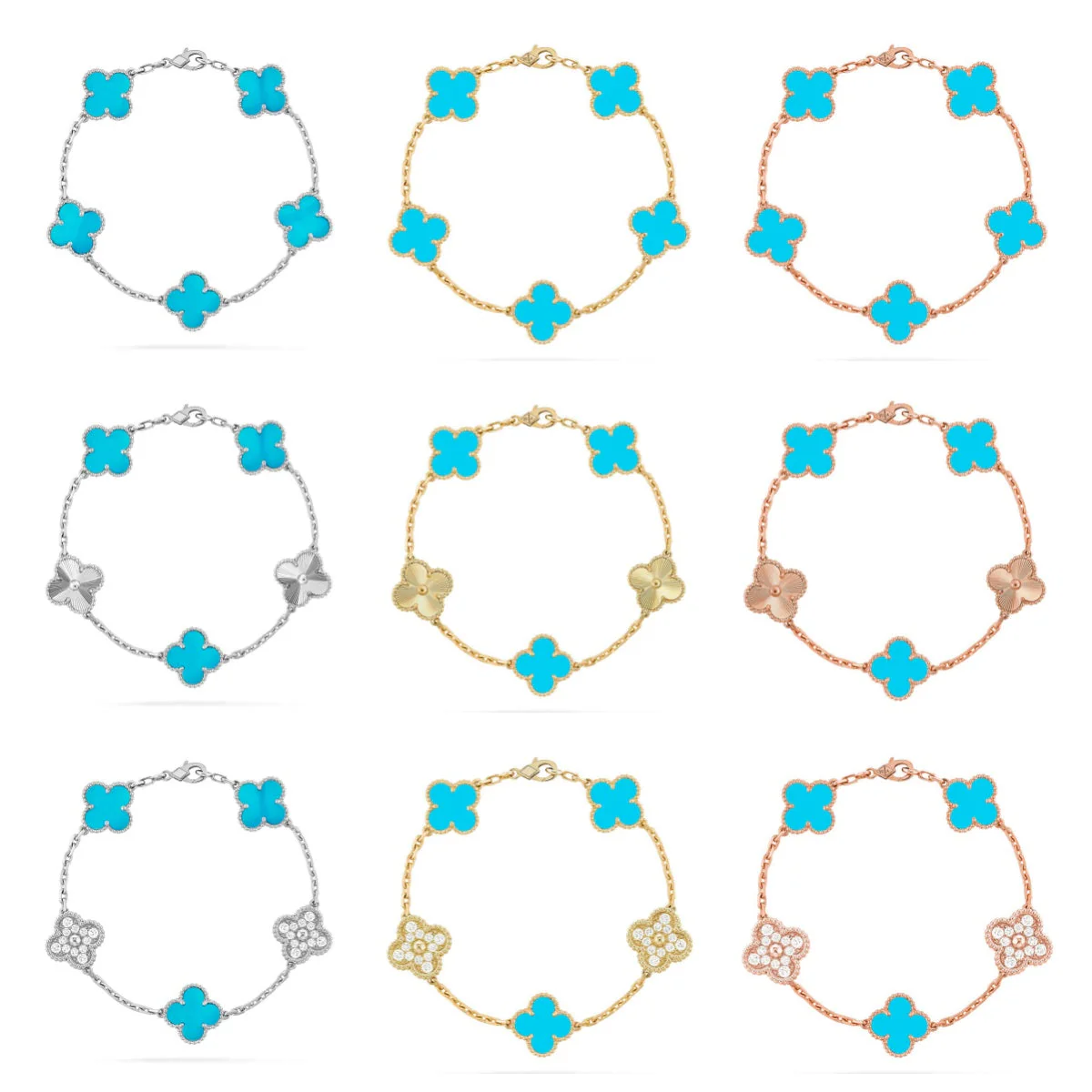 [Lira Jewelry] CLOVER 5 MOTIF TURQUOISE BRACELET COLLECTION