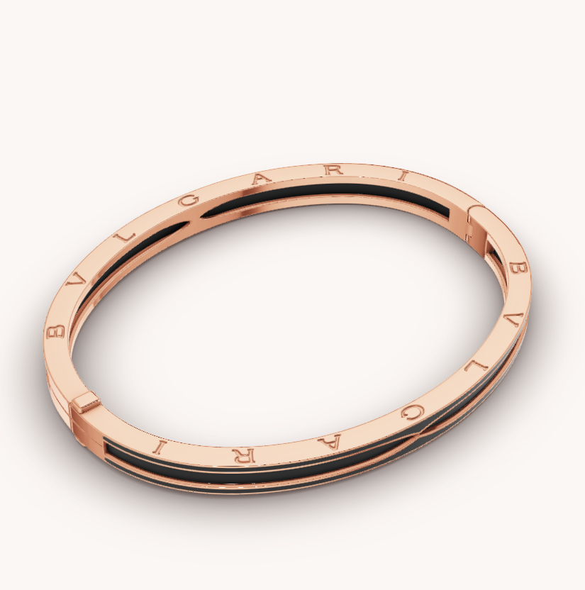 [Lira Jewelry]ZERO 1 PINK GOLD WITH MATTE BLACK CERAMIC BRACELET