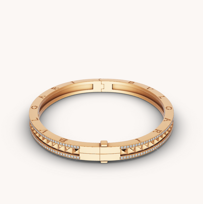 [Lira Jewelry]ZERO 1 SPIRAL AND PAVED DIAMOND GOLD BRACELET