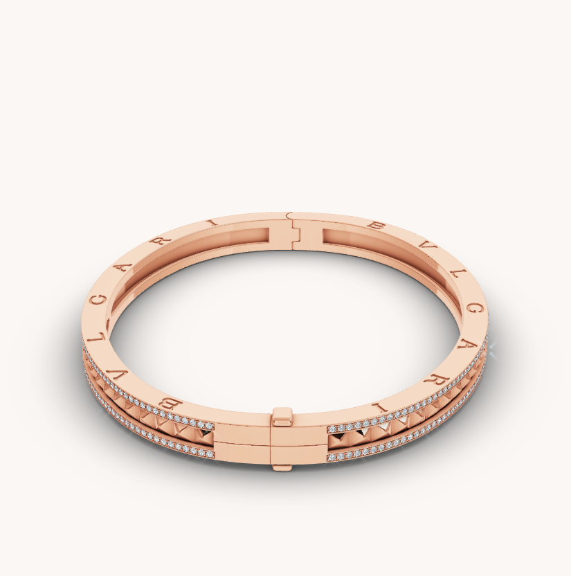 [Lira Jewelry]ZERO 1 SPIRAL AND PAVED DIAMOND PINK GOLD BRACELET