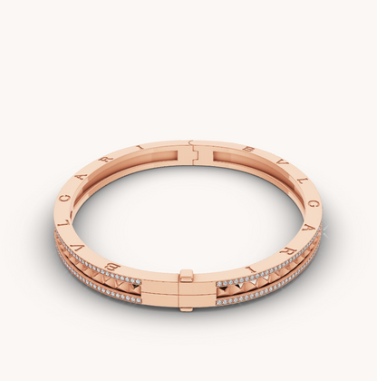 [Lira Jewelry]ZERO 1 SPIRAL AND PAVED DIAMOND PINK GOLD BRACELET