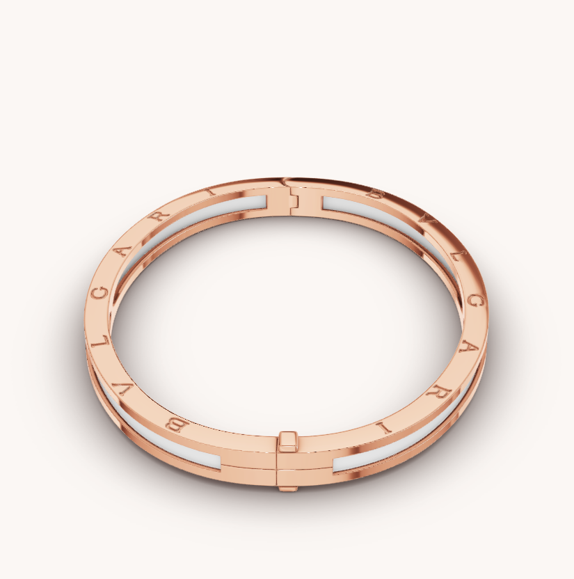 [Lira Jewelry]ZERO 1 PINK GOLD WITH WHITE CERAMIC BRACELET