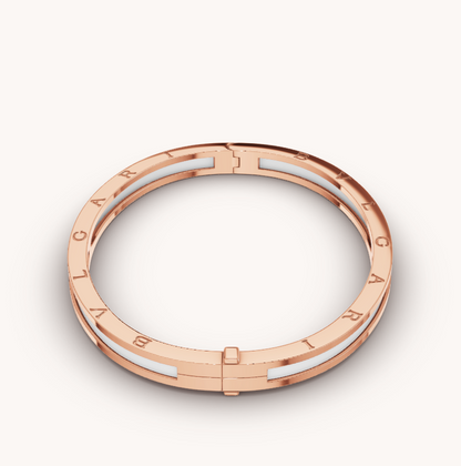 [Lira Jewelry]ZERO 1 PINK GOLD WITH WHITE CERAMIC BRACELET