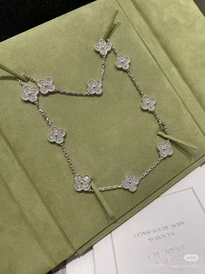[Lira Jewelry]CLOVER 10 MOTIFS  FULL DIAMOND NECKLACE