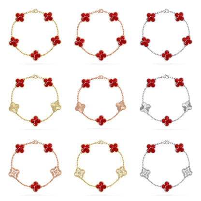 [Lira Jewelry]CLOVER 5 MOTIF RED PATTERN BRACELET COLLECTION