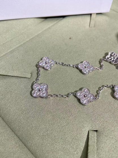 [Lira Jewelry]CLOVER 10 MOTIFS  FULL DIAMOND NECKLACE