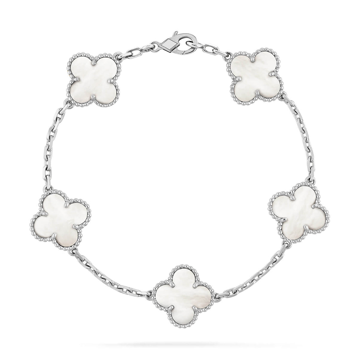 [Lira Jewelry]CLOVER WHITE PEARL MOP 5 MOTIF BRACELET COLLECTION