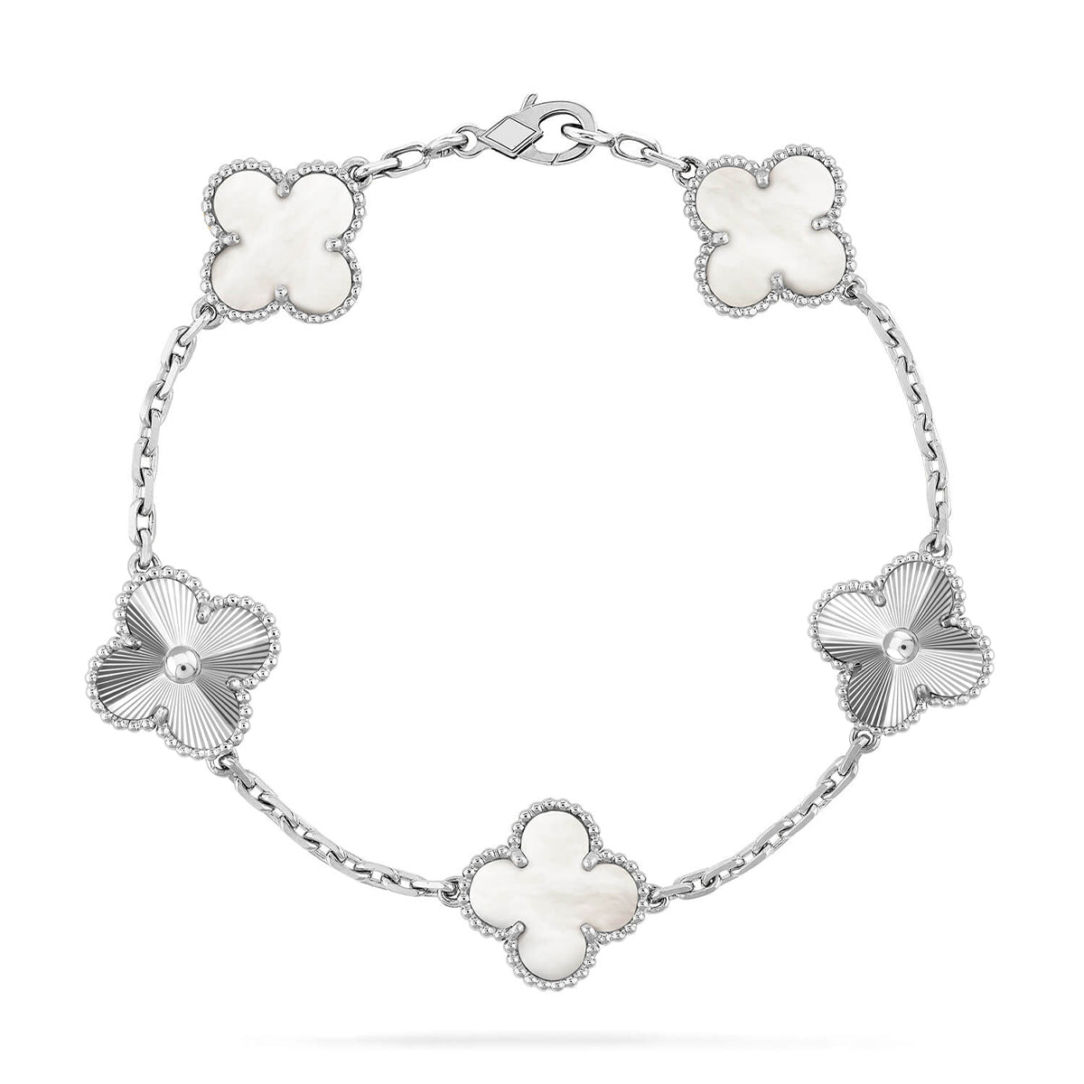 [Lira Jewelry]CLOVER WHITE PEARL MOP 5 MOTIF BRACELET COLLECTION