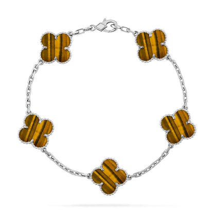[Lira Jewelry] CLOVER 5 MOTIFS TIGER EYE BRACELET COLLECTION