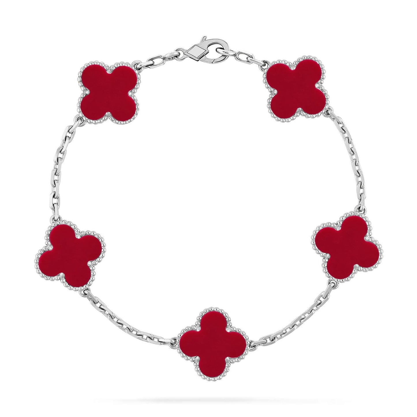 [Lira Jewelry] CLOVER 5 MOTIF RED CORNELIAN BRACELET COLLECTION