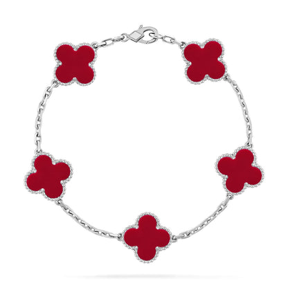 [Lira Jewelry] CLOVER 5 MOTIF RED CORNELIAN BRACELET COLLECTION