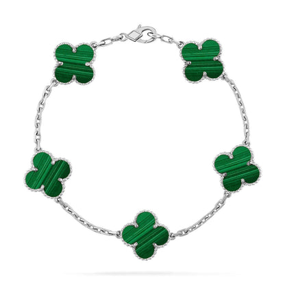 [Lira Jewelry] CLOVER 5 MOTIF MALACHITE BRACELET COLLECTION