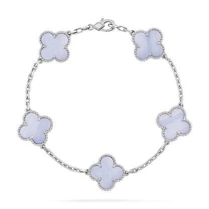 [Lira Jewelry] CLOVER 5 MOTIF PURPLE CHALCEDONY BRACELET COLLECTION