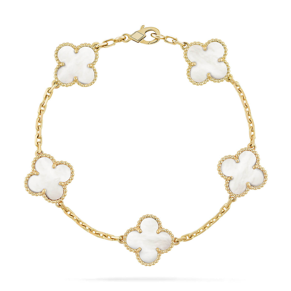 [Lira Jewelry]CLOVER WHITE PEARL MOP 5 MOTIF BRACELET COLLECTION