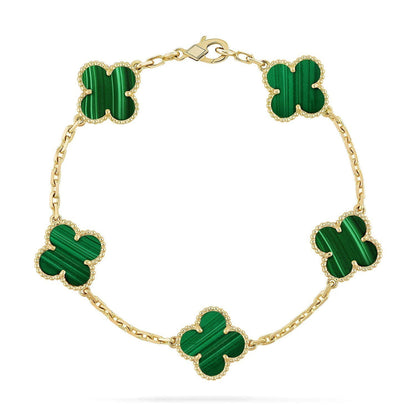 [Lira Jewelry] CLOVER 5 MOTIF MALACHITE BRACELET COLLECTION