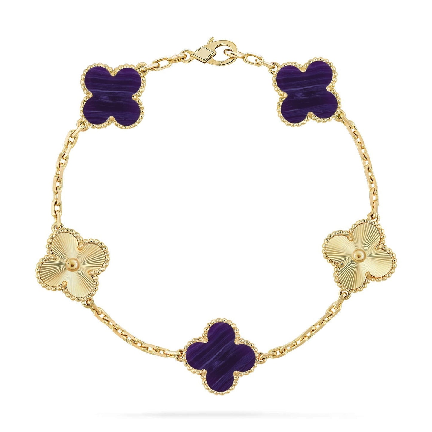 [Lira Jewelry]CLOVER 5 MOTIF PURPLE STRIPES BRACELET COLLECTION