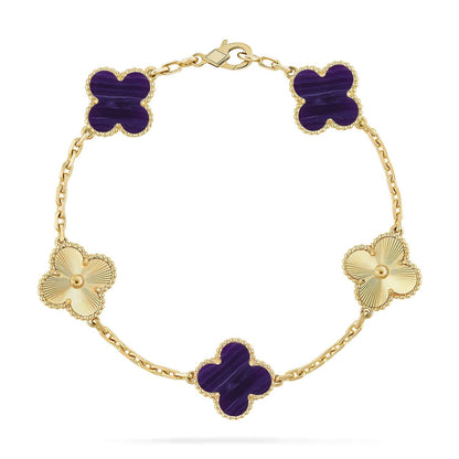 [Lira Jewelry]CLOVER 5 MOTIF PURPLE STRIPES BRACELET COLLECTION