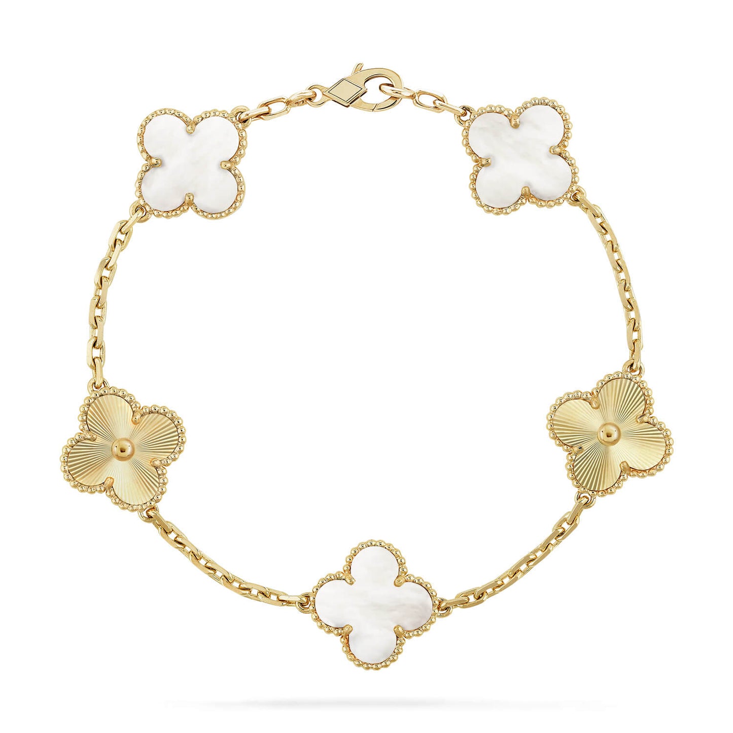[Lira Jewelry]CLOVER WHITE PEARL MOP 5 MOTIF BRACELET COLLECTION