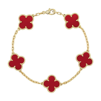 [Lira Jewelry] CLOVER 5 MOTIF RED CORNELIAN BRACELET COLLECTION