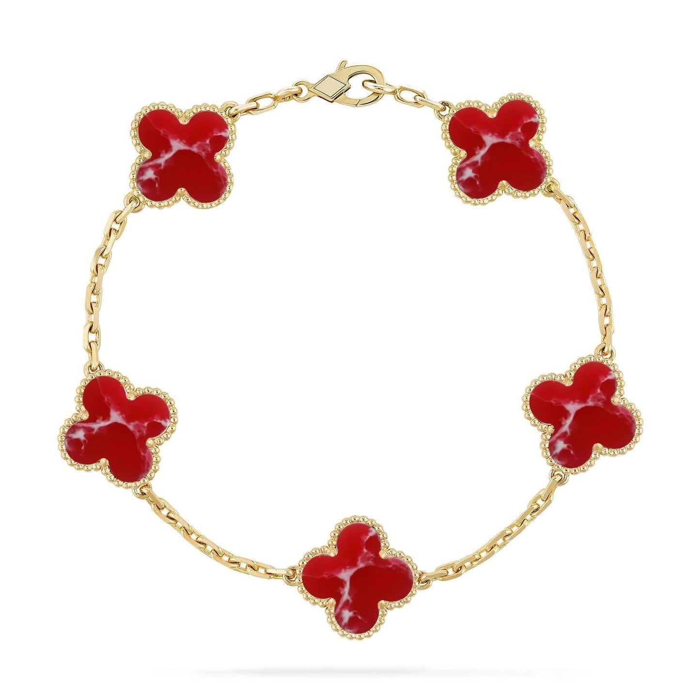 [Lira Jewelry]CLOVER 5 MOTIF RED PATTERN BRACELET COLLECTION