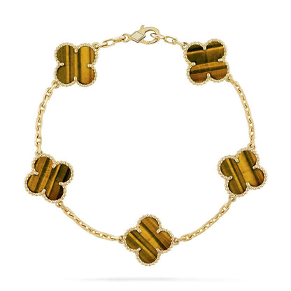 [Lira Jewelry] CLOVER 5 MOTIFS TIGER EYE BRACELET COLLECTION