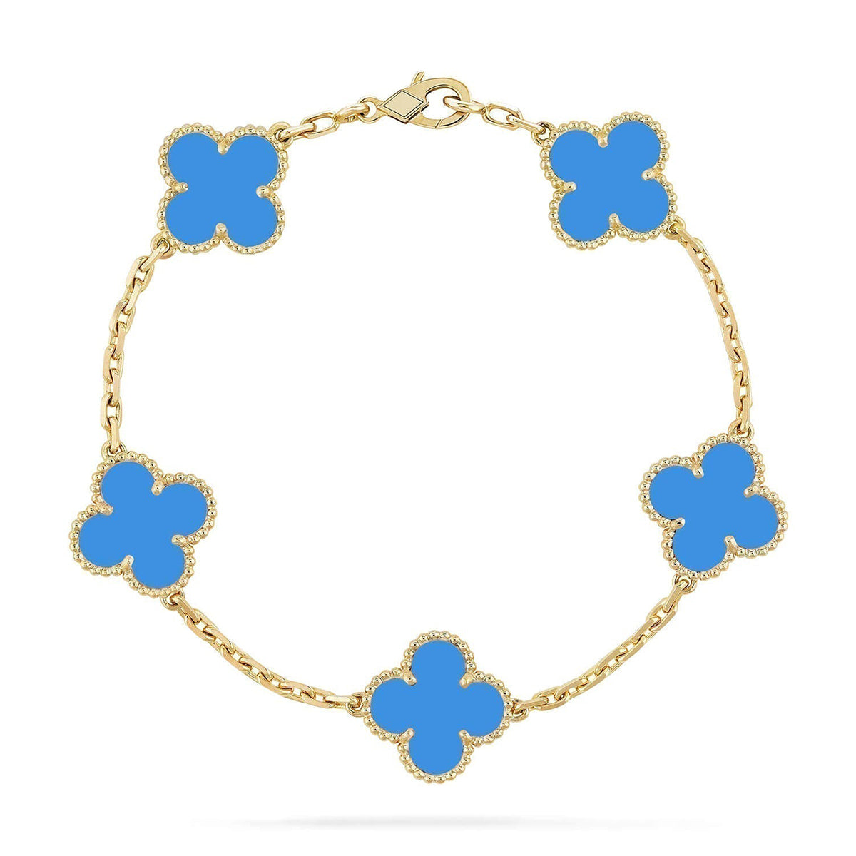 [Lira Jewelry] CLOVER 5 MOTIF BLUE AGATE BRACELET COLLECTION