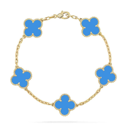 [Lira Jewelry] CLOVER 5 MOTIF BLUE AGATE BRACELET COLLECTION