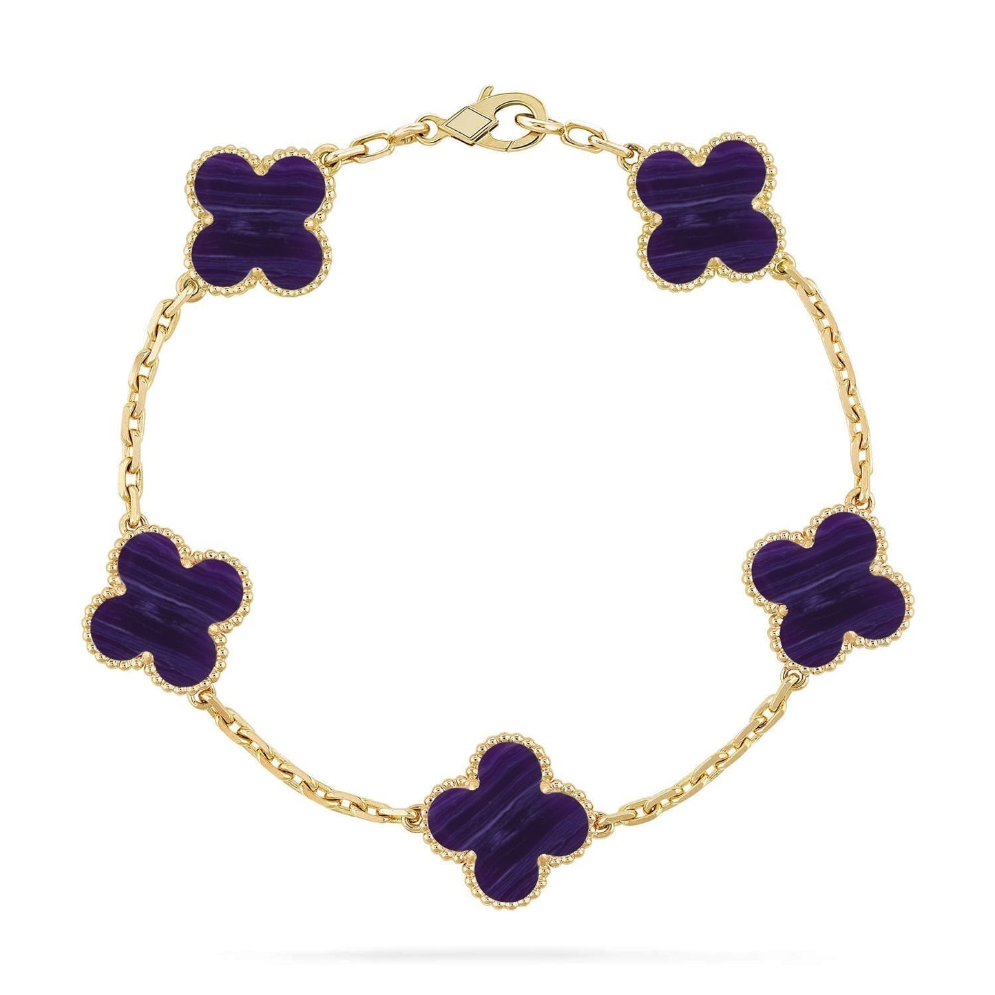 [Lira Jewelry]CLOVER 5 MOTIF PURPLE STRIPES BRACELET COLLECTION