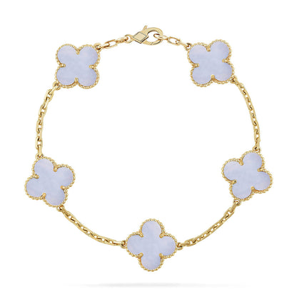 [Lira Jewelry] CLOVER 5 MOTIF PURPLE CHALCEDONY BRACELET COLLECTION