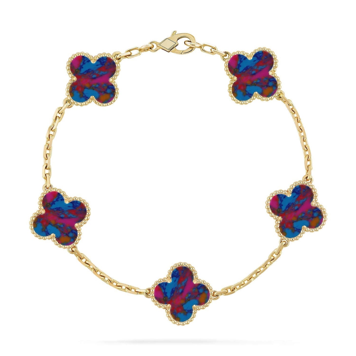 [Lira Jewelry]CLOVER 5 MOTIF COLOR GEMSTONES BRACELET COLLECTION
