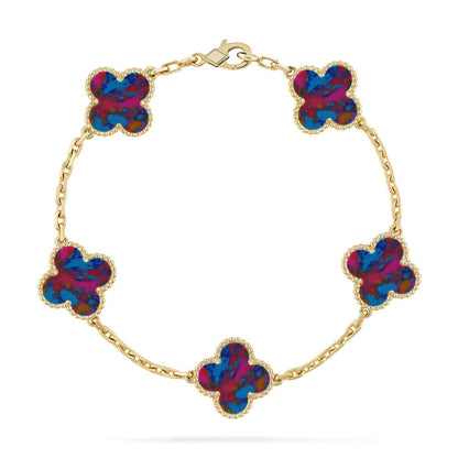 [Lira Jewelry]CLOVER 5 MOTIF COLOR GEMSTONES BRACELET COLLECTION
