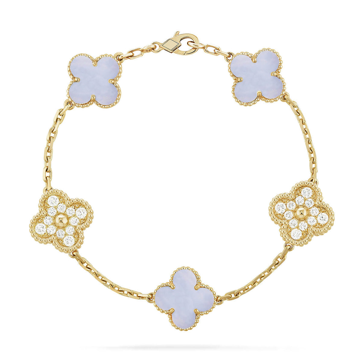 [Lira Jewelry] CLOVER 5 MOTIF PURPLE CHALCEDONY BRACELET COLLECTION