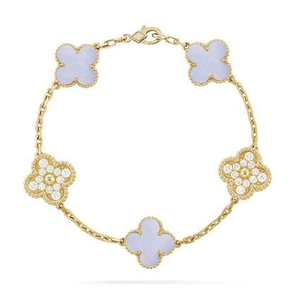 [Lira Jewelry] CLOVER 5 MOTIF PURPLE CHALCEDONY BRACELET COLLECTION