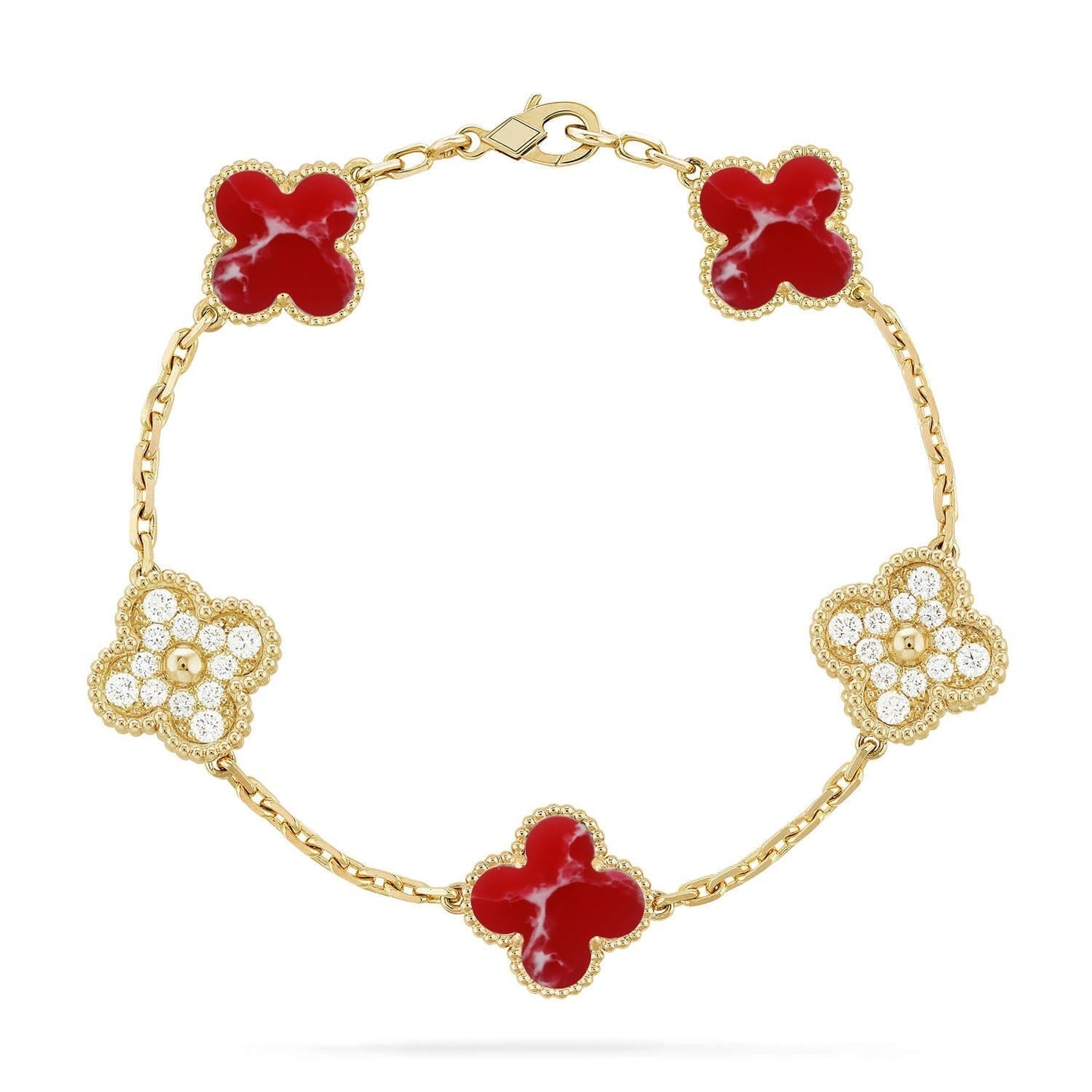 [Lira Jewelry]CLOVER 5 MOTIF RED PATTERN BRACELET COLLECTION