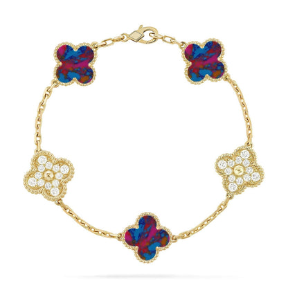 [Lira Jewelry]CLOVER 5 MOTIF COLOR GEMSTONES BRACELET COLLECTION
