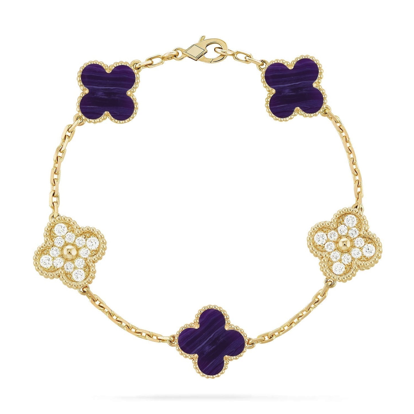 [Lira Jewelry]CLOVER 5 MOTIF PURPLE STRIPES BRACELET COLLECTION