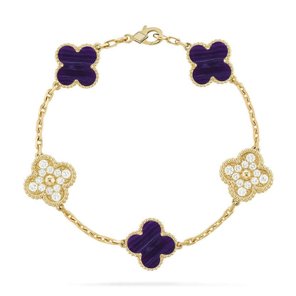 [Lira Jewelry]CLOVER 5 MOTIF PURPLE STRIPES BRACELET COLLECTION