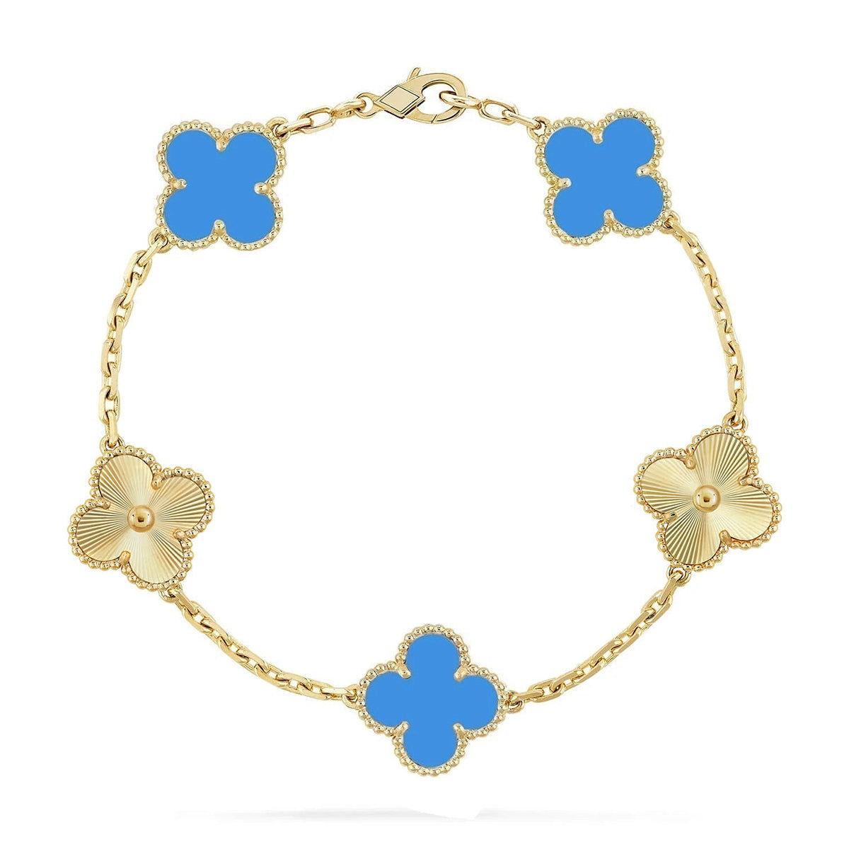 [Lira Jewelry] CLOVER 5 MOTIF BLUE AGATE BRACELET COLLECTION