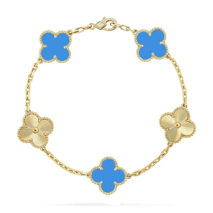 [Lira Jewelry] CLOVER 5 MOTIF BLUE AGATE BRACELET COLLECTION