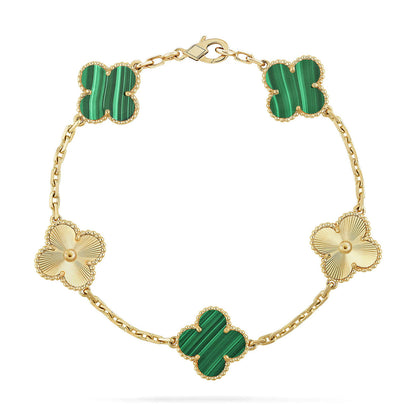 [Lira Jewelry] CLOVER 5 MOTIF MALACHITE BRACELET COLLECTION