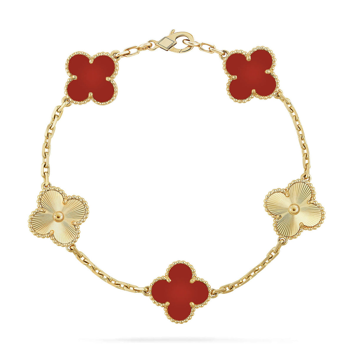 [Lira Jewelry] CLOVER 5 MOTIF RED CORNELIAN BRACELET COLLECTION