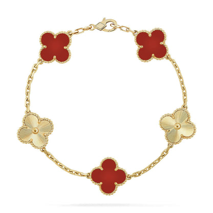 [Lira Jewelry] CLOVER 5 MOTIF RED CORNELIAN BRACELET COLLECTION