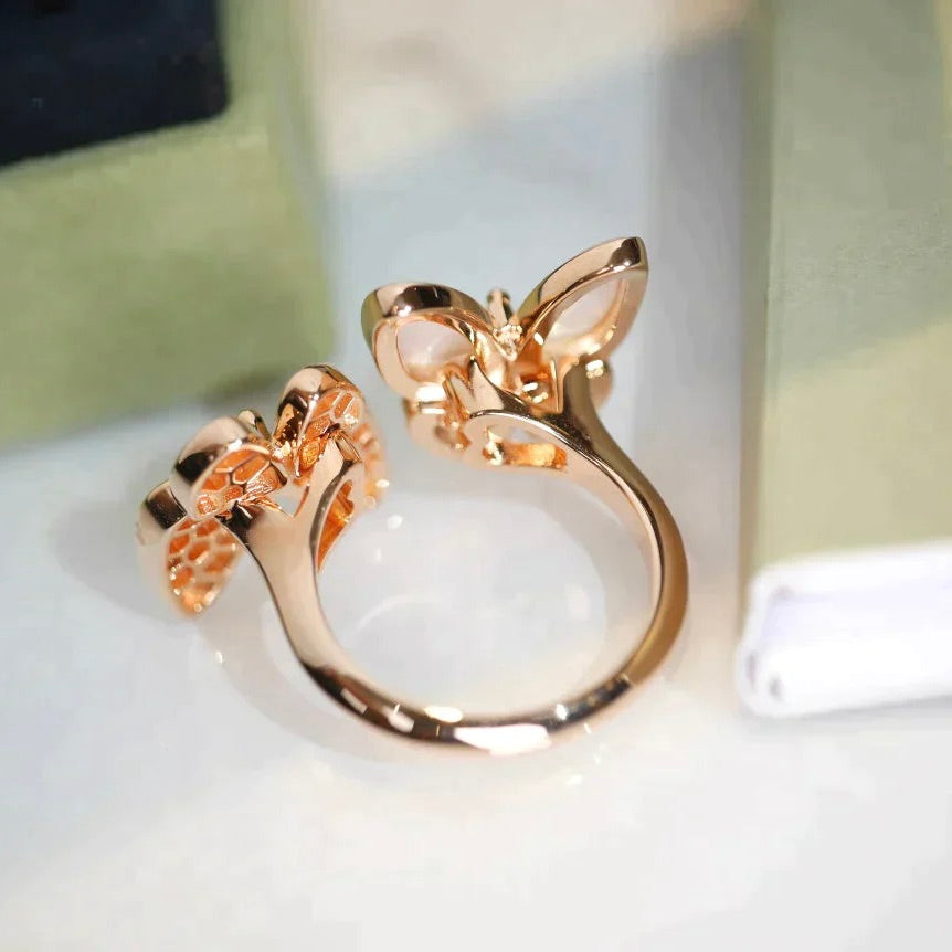 [Lira Jewelry]TWIN BUTTERFLY DIAMOND MOP RING