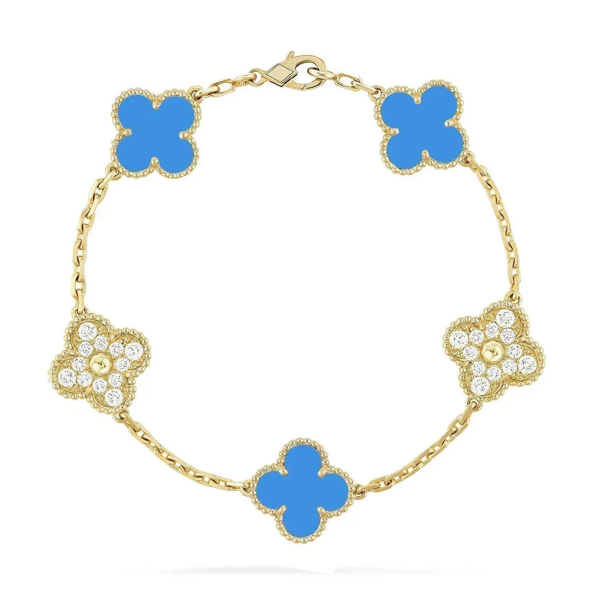 [Lira Jewelry] CLOVER 5 MOTIF BLUE AGATE BRACELET COLLECTION