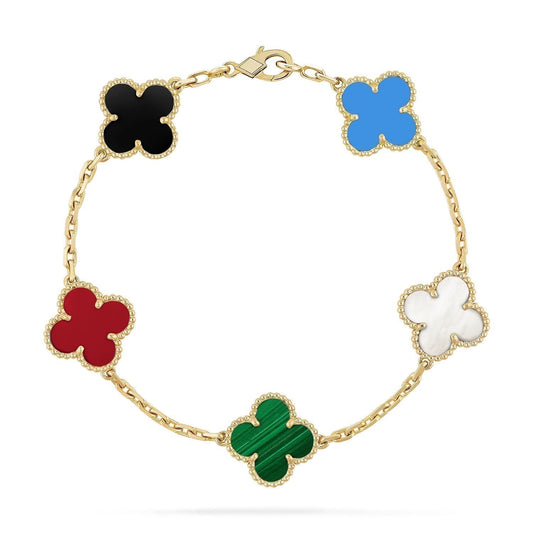 [Lira Jewelry]CLOVER 5 MOTIFS MULTICOLOR BRACELET