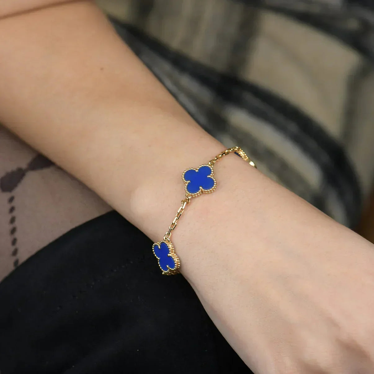 [Lira Jewelry] CLOVER 5 MOTIF BLUE AGATE BRACELET COLLECTION